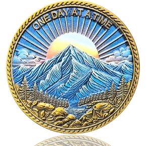 One Day at A Time Motivational Sobriety Chip AA Medallion for Daily Encouragement and Recovery Milestone