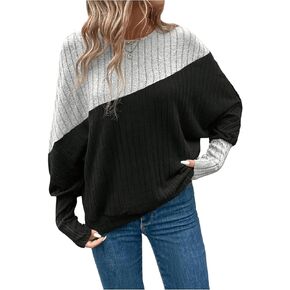 GORGLITTER Women's Ruffle Trim Pointelle Knit Sweater Crewneck Long Sleeve Solid Pullover