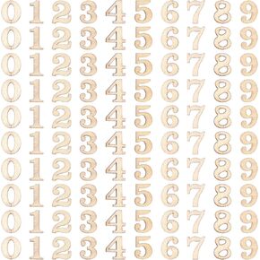 100 PCS أرقام خشبية 0-9 أرقام على مدار الساعة أرقام أرقام طبيعية أرقام خشبية مختلطة أرقام خشبية مصغرة أرقام خشبية غير مكتملة