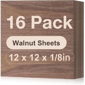 Robotime 16 -Pack Walnut Plywood Sheets - 12 × 12 × 1/8 بوصة - الخشب الرقائقي 3 مم لقطع الليزر ، نقش وحرق الخشب (Pyrography) - الخشب غير المكتمل للحرف اليدوية