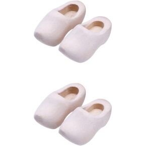 Miniature Wooden Shoe 4Pcs Mini Wood Shoes DIY Miniature Unfinished Wood Shoes Unpainted Klompen Mini House Decor