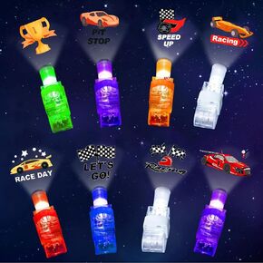 32pcs أضواء أصابع السباق LED LED UP Toys Race Car موضوع الحفلة لصالح الأولاد فتيات عيد ميلاد Goodie Bags Stuffers Decored Amorted Party Decoration
