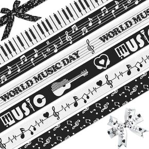 مجموعة شريط الموسيقى ، 6 حزمة (5/8 بوصة × 3 ياردة لكل منهما) ، وأشرطة Grosgrain Day World Music ، و Piano Keys Notes أنماط الموظفين ، ولف هدايا المعلم للحفلات ، والحرف اليدوية ، وأقواس الشعر ، والزخارف