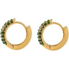 14K Gold Emerald Hoop Earrings, Moissanite Hoop Earrings, Valentine's Day Women's Day Jewelry Gifts for Wife,Girlfriend