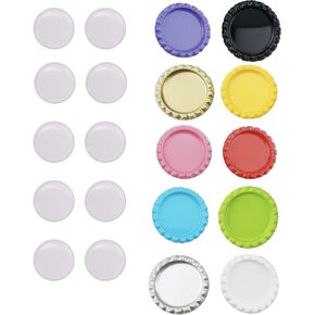 40pcs ملصقات صافية مستديرة من الايبوكسي مع 40pcs ألوان مختلطة أغطية زجاجة مسطحة للمعلقات DIY المصنوعة يدويًا زخرفية