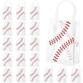 Kosiz 24 Pcs Sports Party Favor Bags Baseball Soccer Basketball Clear PVC Sport Goodie Gift Bags Favors for Kids Adult Team Party Decoration 5.9 x 3.1 x 7.8 Inch