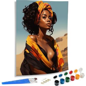 SKRYUIE Paint by Numbers Kits for Adults African Americans, Acrylic Africa Oil Paint by Numbers for Adults Beginner Canvas with Brushes Paintwork Art Crafts for Home Decor 16x20 inch u9