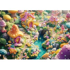 2000 قطعة Jigsaw Puzzle للبالغين - مشهد غابات الفطر الخيالي التحدي ، الألغاز الورقية المعاد تدويرها 2000 قطعة للبالغين ، قطع لامعة قوية ، مثالية للاسترخاء والليالي (39 × 28 بوصة)