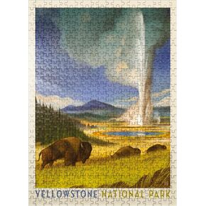 MyPuzzle Yellowstone National Park: Wonderland ، Pintage Poster - Premium 1000 قطعة بانورامزو للبالغين