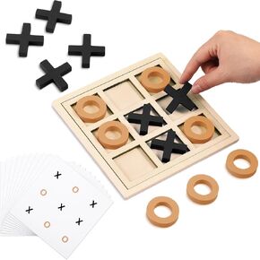 jumbo wooden tic tac tac toe الأنشطة الخرف للزهايمر كبار السن مع قوالب المطابقة واللوحات اللوحة الشطرنج xo لديكور الجدول المسنين (الأزرق ، الأحمر)