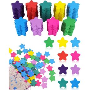 50pcs Star Extra Tokens for Reward Jar Colorful Star Shape Clutouts wooden wood with clate pocket 9 color
