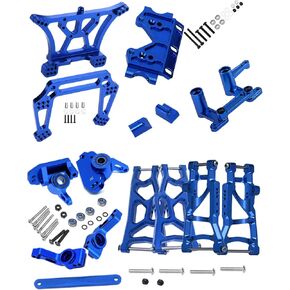 Upgrades Part for 1/10 Slash 2WD,Aluminum Front Rear Suspension Arm,Shock Tower,Caster Block,Steering Blocks,Rear Stub Axle Carriers,Steering Block,Front Bulkhead Upgrades Set,Navy Blue