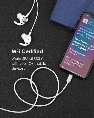 سماعات الأذن بالوفو البرق مع سماعات الرأس mircrophone لعلاج أذن للتمرين الرياضي MFI معتمدة من الضوضاء العزل المتوافقة مع iPhone 14 13 12 11 Pro Max iPhone XS Max XR iPhone 8 P 7 P Neoflow Black in Kuwait