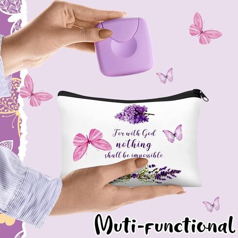Shinylin 10 Pcs Inspirational Purple Butterfly Lavender Cosmetic Bag for Women You Are Enough Makeup Bag Positive Affirmation Toiletry Bag for Motivation Teacher Gift (Classic Color) in Kuwait