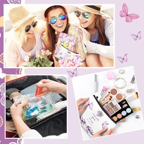 Shinylin 10 Pcs Inspirational Purple Butterfly Lavender Cosmetic Bag for Women You Are Enough Makeup Bag Positive Affirmation Toiletry Bag for Motivation Teacher Gift (Classic Color) in Kuwait