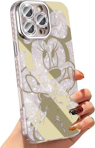 for iPhone 16 Pro Max Case Bling Camera Lens Protection Glitter Bling Cute Pattern Printed Design Soft Bumper Hard Back Shockproof Protective Case for Girls and Women, Sparkly Minnie in Kuwait