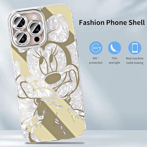 for iPhone 16 Pro Max Case Bling Camera Lens Protection Glitter Bling Cute Pattern Printed Design Soft Bumper Hard Back Shockproof Protective Case for Girls and Women, Sparkly Minnie in Kuwait