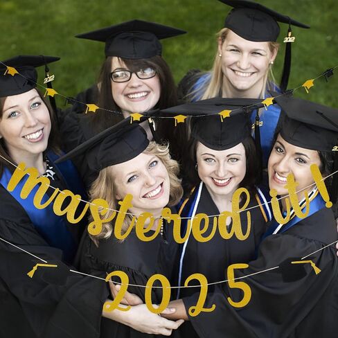 Gold Mastered It 2025 Banner Mastered It Graduation 2025 Banner Decorations for College 2025 Graduation Party Decorations Gold in Saudi Arabia