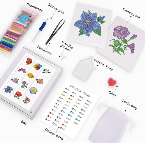 MAMACHU 12 PCS Mini Diamond Painting Kits, Small Butterfly Diamond Art Kits for Beginners, Square Drill Diamond Art Kits for Home Decor, Mini Gem Art Completed Within an Hour, Pocket-Sized 6x8in in Saudi Arabia