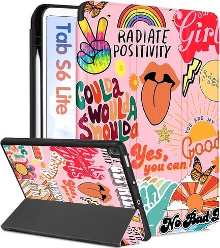 for Samsung Galaxy Tab S6 Lite Case 10.4 Inch 2022/2020 Women Girls Cute Folio Cover with Pencil Holder Girly Butterfly Teens Design Auto Wake/Sleep Stand Tablet Cases SM-P610/P613/P615/P619 in Kuwait