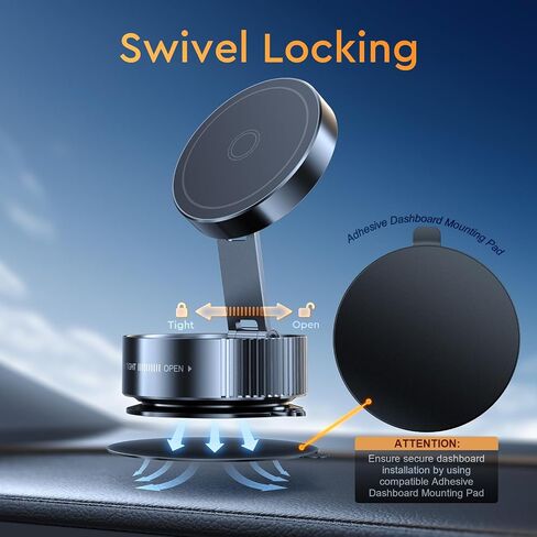 Car Phone Holder, Car Phone Mount, Dashboard Cell Phone Holder Car, Adjustable Spring Design, 360° Rotation, Non-Slip Navigation Cell Phone Car Mount for iPhone, Samsung, Smartphones, Black in Kuwait