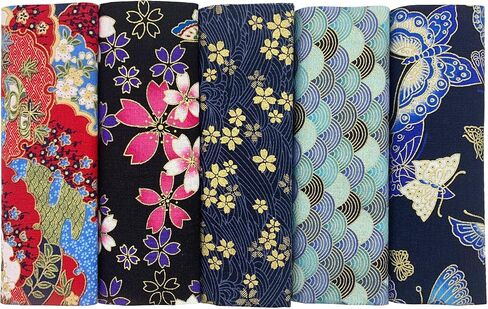 Aufodara 5pcs Cotton Fabric 15.7x31.4 "الأطوار اليابانية المطبوعة الدهون المطبوعة للخياطة DIY خياطة خياطة اليدين Artcraft (الأزرق) in Kuwait