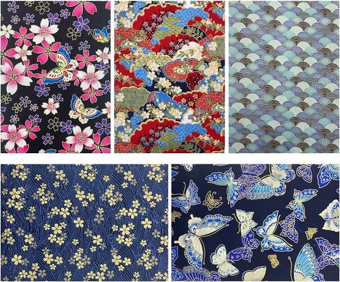 Aufodara 5pcs Cotton Fabric 15.7x31.4 "الأطوار اليابانية المطبوعة الدهون المطبوعة للخياطة DIY خياطة خياطة اليدين Artcraft (الأزرق) in Kuwait