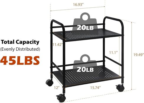 SunnyPoint Minimalist Style Utility Rolling Shelf Cart (BLK) in Kuwait