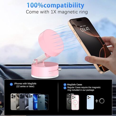 Duedue Magnetic Car Phone Mount 2025 حامل لوحة التناوب للسيارة للسيارة ، وشفط الفراغ أقوى 10x ومغناطيس مغناطيسي عالي ، وقابل للطي. in Kuwait