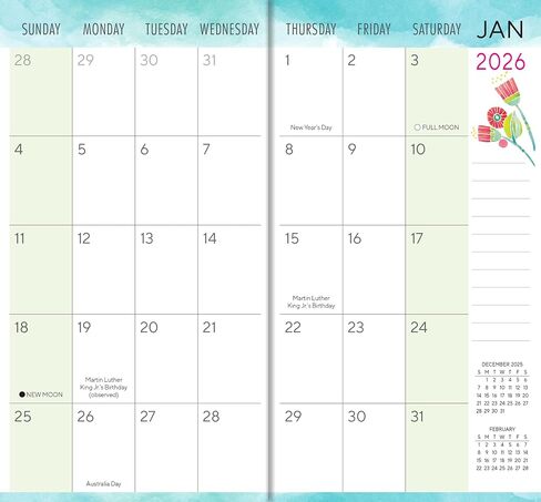 2026 Pocket Planner: مخطط تقويم الجيب الشهري لمدة عامين (29 شهرًا): أغسطس 2025-ديسمبر 2027 ، 6.5 "× 3.5"-فطر وودلاند in Kuwait