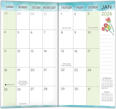 2026 Pocket Planner: مخطط تقويم الجيب الشهري لمدة عامين (29 شهرًا): أغسطس 2025-ديسمبر 2027 ، 6.5 "× 3.5"-فطر وودلاند in Kuwait