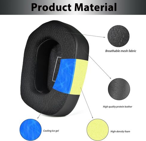 G733 Earpads Mesh Fabric Ear Pads Replacement for Logitech G733, G535, G335 Gaming Headset, G733 Ear Pads Accessories with High Density Memory Foam(Black) in Kuwait