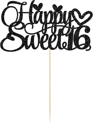 1pc سعيد Sweet Sweet 16 Cake Topper Glitter 16th كعكة عيد الميلاد اختيار الهتافات إلى 16 عامًا من عمر 16 عامًا ، in Kuwait