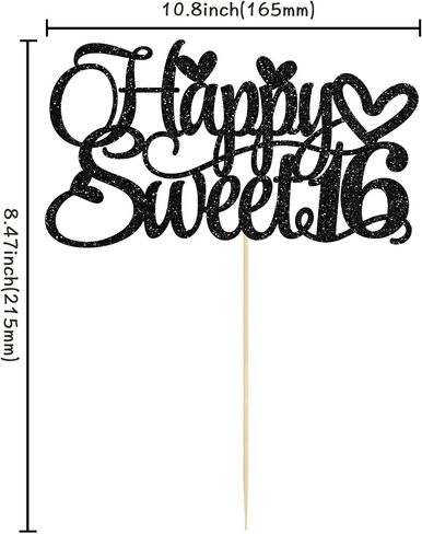 1pc سعيد Sweet Sweet 16 Cake Topper Glitter 16th كعكة عيد الميلاد اختيار الهتافات إلى 16 عامًا من عمر 16 عامًا ، in Kuwait