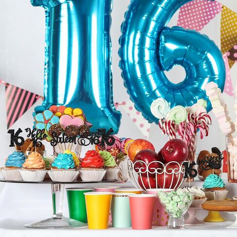 1pc سعيد Sweet Sweet 16 Cake Topper Glitter 16th كعكة عيد الميلاد اختيار الهتافات إلى 16 عامًا من عمر 16 عامًا ، in Saudi Arabia