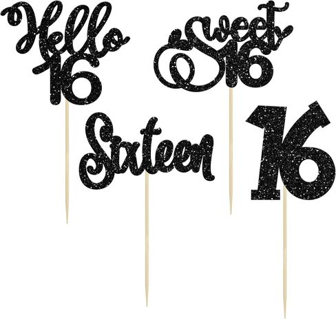 1pc سعيد Sweet Sweet 16 Cake Topper Glitter 16th كعكة عيد الميلاد اختيار الهتافات إلى 16 عامًا من عمر 16 عامًا ، in Saudi Arabia