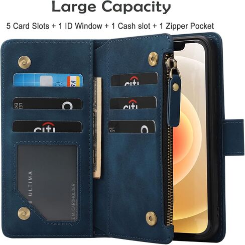 RANYOK Wallet Case Compatible with iPhone 13 Mini (5.4 inch), Premium PU Leather Zipper Flip Folio Wallet RFID Blocking with Wrist Strap Magnetic Closure Built-in Kickstand Protective Case (Pink) in Kuwait