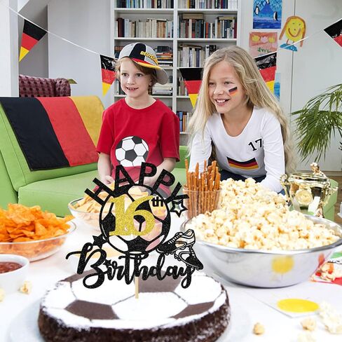 Soccer Happy 16th Birthday Cake Topper, Football Theme Party Decorations, Players Toys, 16 Years Old Ball Party Supplies for Boy Girl in Saudi Arabia