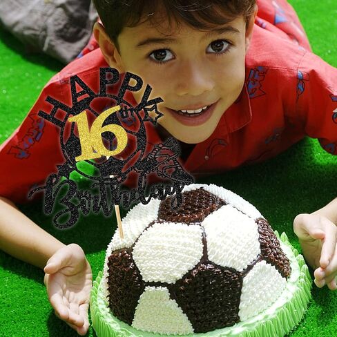 Soccer Happy 16th Birthday Cake Topper, Football Theme Party Decorations, Players Toys, 16 Years Old Ball Party Supplies for Boy Girl in Saudi Arabia