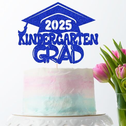 Kindergarten Grad 2025 Graduation Cake Topper-Congrats Grad,2025 Preschool Graduation Party Decor (blue) in Saudi Arabia