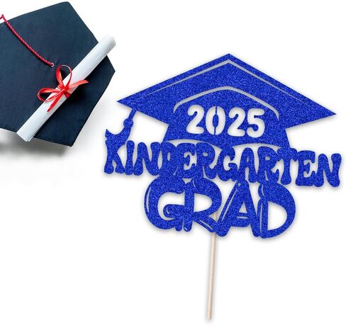 Kindergarten Grad 2025 Graduation Cake Topper-Congrats Grad,2025 Preschool Graduation Party Decor (blue) in Saudi Arabia