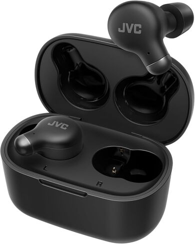 JVC Marshmallow Active Noise Canceling True Wireless Earbuds Headphones, Long Battery Life (up to 28 Hours), Sound with Neodymium Driver, Including Memory Foam Earpieces - HAA25TB Black, Compact in Kuwait