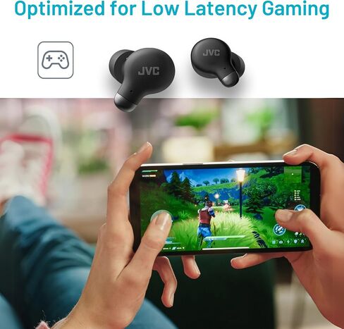 JVC Marshmallow Active Noise Canceling True Wireless Earbuds Headphones, Long Battery Life (up to 28 Hours), Sound with Neodymium Driver, Including Memory Foam Earpieces - HAA25TB Black, Compact in Kuwait