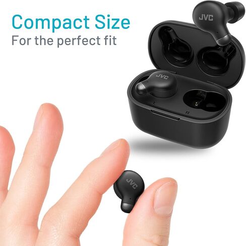 JVC Marshmallow Active Noise Canceling True Wireless Earbuds Headphones, Long Battery Life (up to 28 Hours), Sound with Neodymium Driver, Including Memory Foam Earpieces - HAA25TB Black, Compact in Kuwait