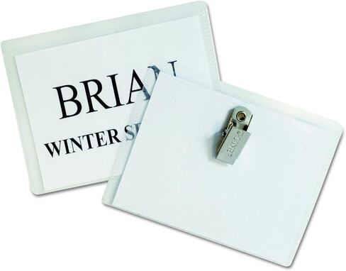 C-Line Name Badge Kit with Inserts, Clip Style, Top Load, 4" x 3", Clear, Box of 96 (95596) in Kuwait