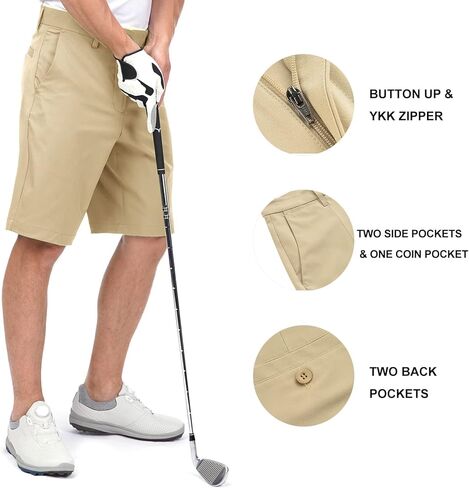 Lesmart Mens Golf Shorts Lightweight Summer Bermuda Stretch Relaxed Fit Shorts Golf with Pockets in Kuwait