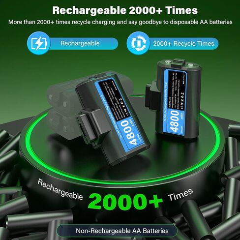 Rechargeable Controller Battery Pack for Xbox,2x4800mWh(2000mAh) Batteries Pack with USB-C Charging Cable for Xbox Series S|X/X-box One S/X/ Elite Remote Play and Charge Kit with 4 Cover(2 Pack) in Kuwait