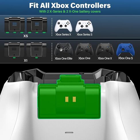 Rechargeable Controller Battery Pack for Xbox,2x4800mWh(2000mAh) Batteries Pack with USB-C Charging Cable for Xbox Series S|X/X-box One S/X/ Elite Remote Play and Charge Kit with 4 Cover(2 Pack) in Kuwait