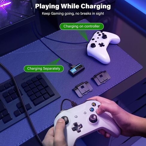 Rechargeable Controller Battery Pack for Xbox,2x4800mWh(2000mAh) Batteries Pack with USB-C Charging Cable for Xbox Series S|X/X-box One S/X/ Elite Remote Play and Charge Kit with 4 Cover(2 Pack) in Kuwait
