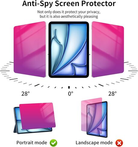 Privacy Screen Protector for iPad Pro 11 Inch 2024 5th Generation 9H Tempered Glass Anti-Spy [Face ID & Apple Pencil Compatible] Case Friendly Anti-Scratches High Definition in Saudi Arabia